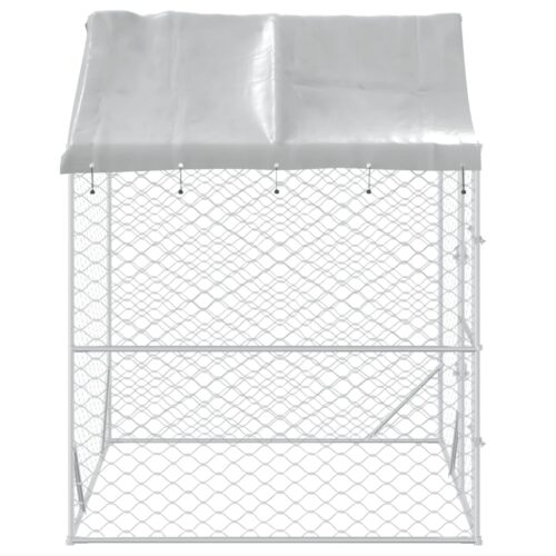 Outdoor Dog Kennel with Roof Silver 2x2x2.5mGalvanised Steel - Image 4
