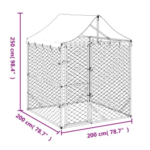Outdoor Dog Kennel with Roof Silver 2x2x2.5mGalvanised Steel - Image 5