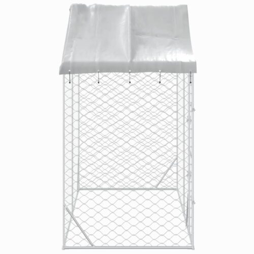 Outdoor Dog Kennel with Roof Silver 3x1.5x2.5mGalvanised Steel - Image 5