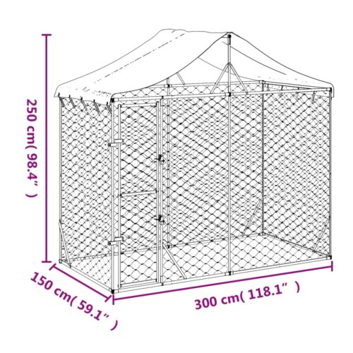 Outdoor Dog Kennel with Roof Silver 3x1.5x2.5mGalvanised Steel - Image 6