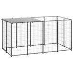 Dog Kennel Black 2.42m² Steel