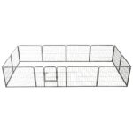 Dog Playpen 12 Panels Steel 80x60cm Black