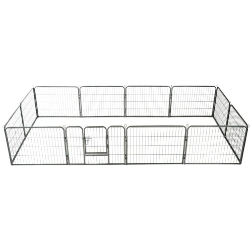 Dog Playpen 12 Panels Steel 80x60cm Black