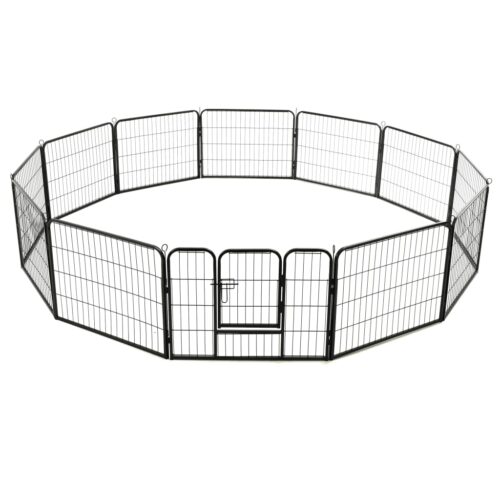 Dog Playpen 12 Panels Steel 80x60cm Black - Image 4