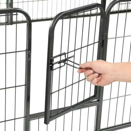 Dog Playpen 12 Panels Steel 80x60cm Black - Image 8