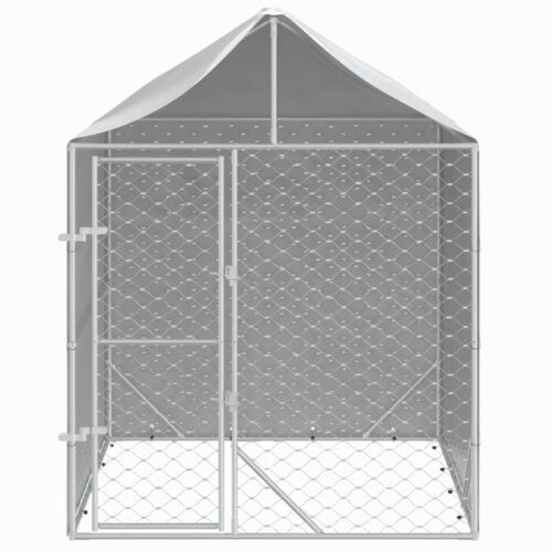 Outdoor Dog Kennel with Roof Silver 2x2x2.5mGalvanised Steel - Image 3