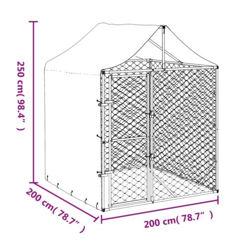Outdoor Dog Kennel with Roof Silver 2x2x2.5mGalvanised Steel - Image 5