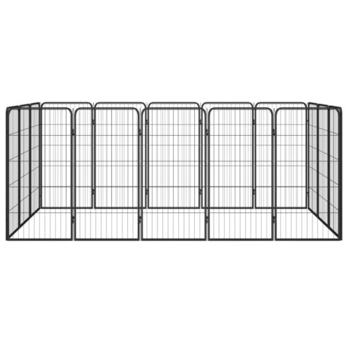 16-Panel Dog Playpen Black 50x100cm Powder-Coated Steel - Image 2