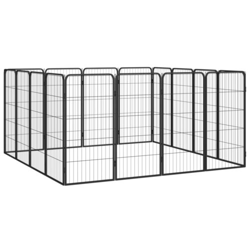 16-Panel Dog Playpen Black 50x100cm Powder-Coated Steel - Image 3