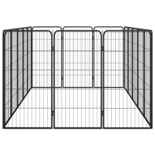 16-Panel Dog Playpen Black 50x100cm Powder-Coated Steel - Image 4