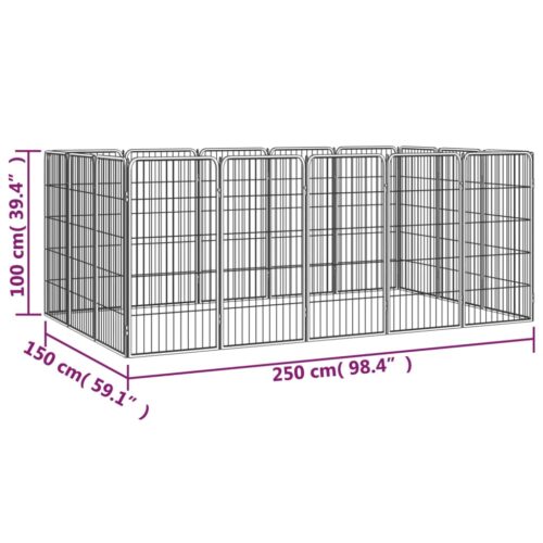 16-Panel Dog Playpen Black 50x100cm Powder-Coated Steel - Image 7