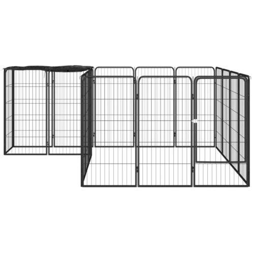 18-Panel Dog Playpen Black 50x100cm Powder-Coated Steel - Image 2