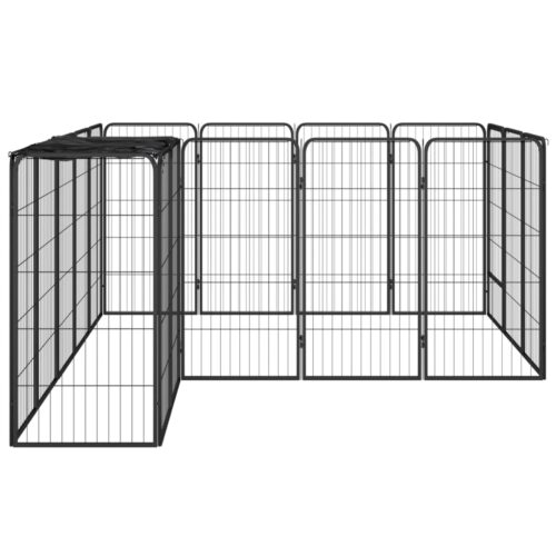 18-Panel Dog Playpen Black 50x100cm Powder-Coated Steel - Image 3