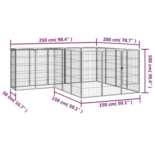 18-Panel Dog Playpen Black 50x100cm Powder-Coated Steel - Image 6