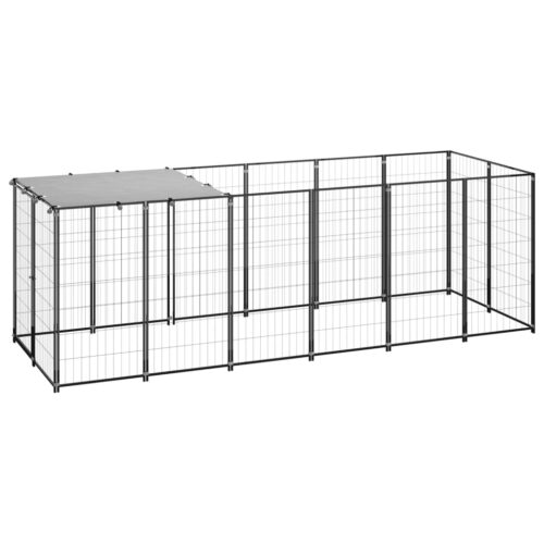 Dog Kennel Black 330x110x110cm Steel