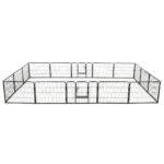 Dog Playpen 16 Panels Steel 60x80cm Black