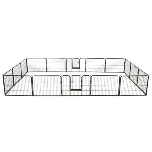 Dog Playpen 16 Panels Steel 60x80cm Black