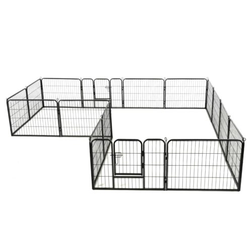 Dog Playpen 16 Panels Steel 60x80cm Black - Image 3