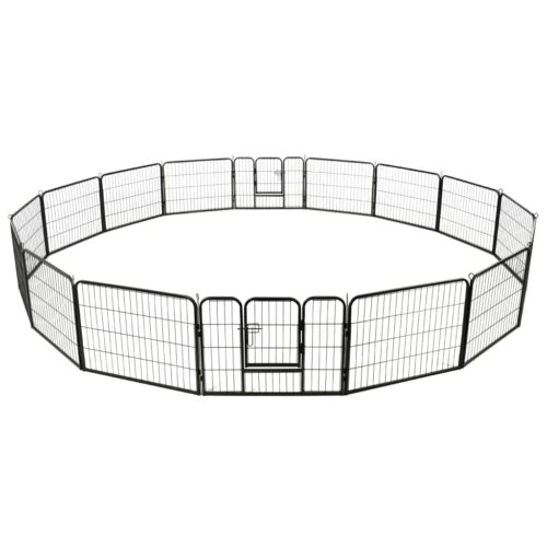 Dog Playpen 16 Panels Steel 60x80cm Black - Image 4