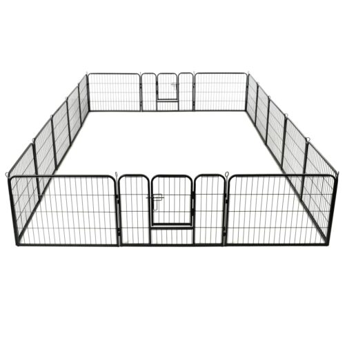 Dog Playpen 16 Panels Steel 60x80cm Black - Image 5