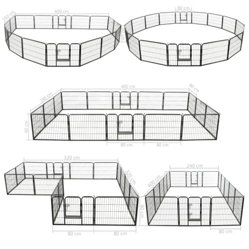 Dog Playpen 16 Panels Steel 60x80cm Black - Image 8