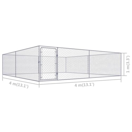 Outdoor Dog Kennel Galvanised Steel 4x4x1m - Image 5