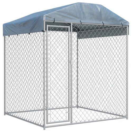 Outdoor Dog Kennel with Canopy Top 193x193x225cm