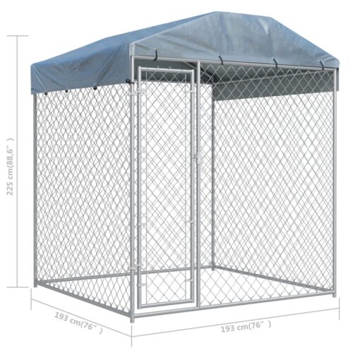Outdoor Dog Kennel with Canopy Top 193x193x225cm - Image 5