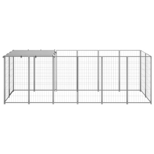 Dog Kennel Silver 330x110x110cm Steel - Image 2
