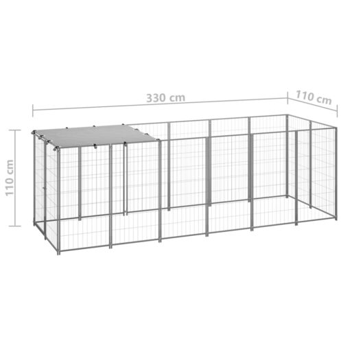 Dog Kennel Silver 330x110x110cm Steel - Image 6