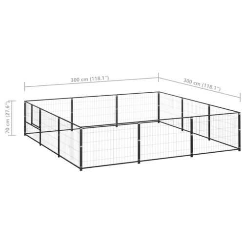 Dog Kennel Black 9m² Steel - Image 6