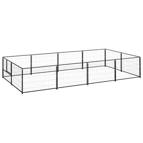 Dog Kennel Black 8m² Steel