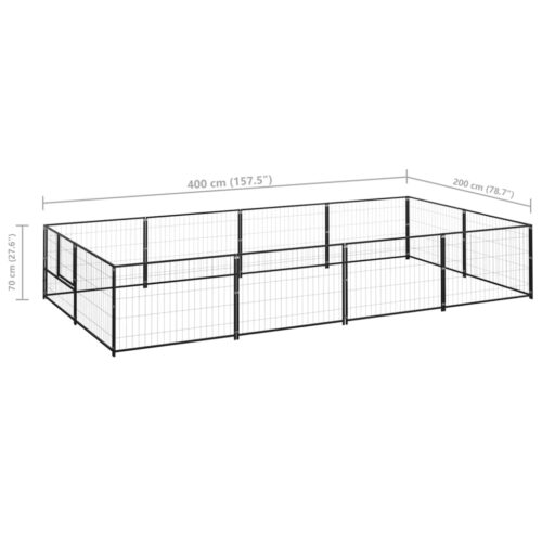 Dog Kennel Black 8m² Steel - Image 6