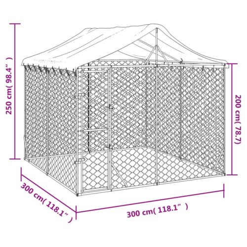 Outdoor Dog Kennel with Roof Silver 3x3x2.5mGalvanised Steel - Image 4