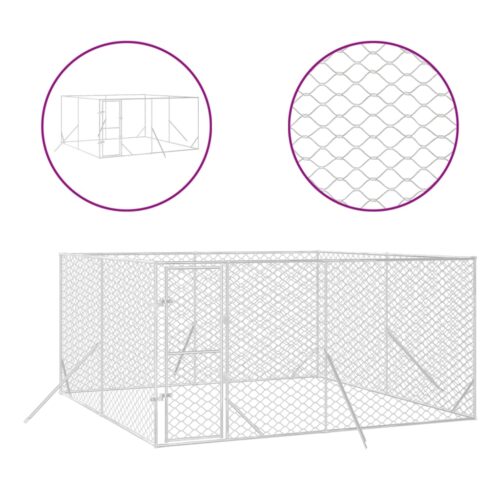 Outdoor Dog Kennel Silver 4x4x2mGalvanised Steel - Image 2