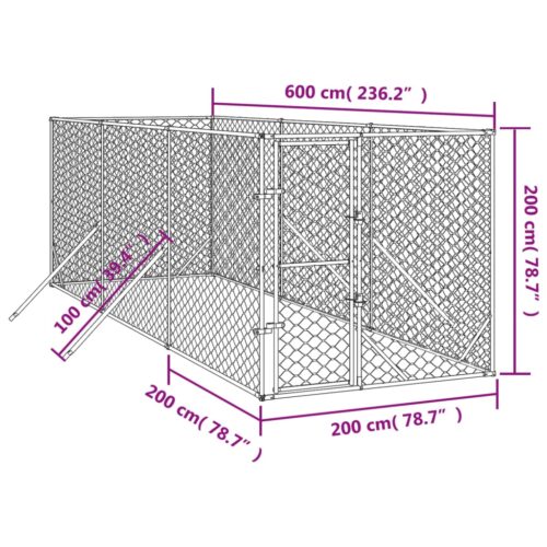 Outdoor Dog Kennel Silver 2x6x2mGalvanised Steel - Image 4