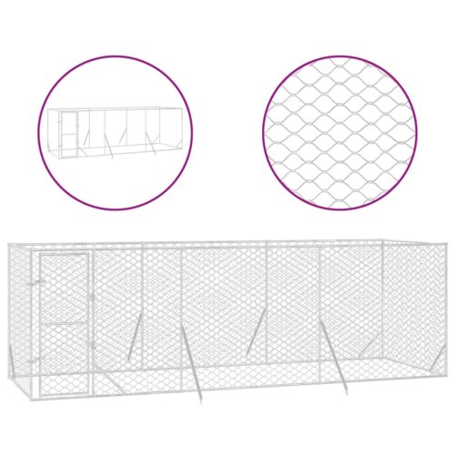 Outdoor Dog Kennel Silver 6x2x2mGalvanised Steel - Image 2