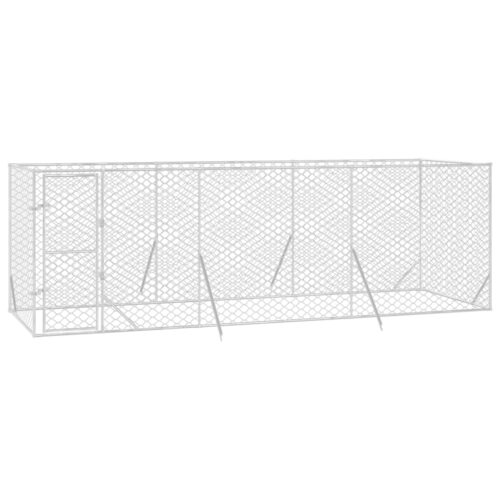 Outdoor Dog Kennel Silver 6x2x2mGalvanised Steel