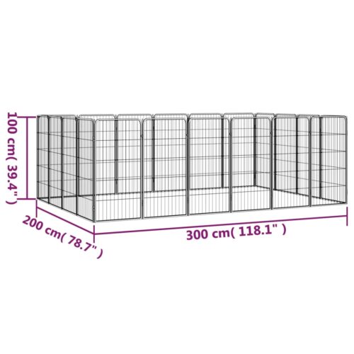 20-Panel Dog Playpen Black 50x100cm Powder-Coated Steel - Image 7