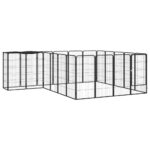 22-Panel Dog Playpen Black 50x100cm Powder-Coated Steel