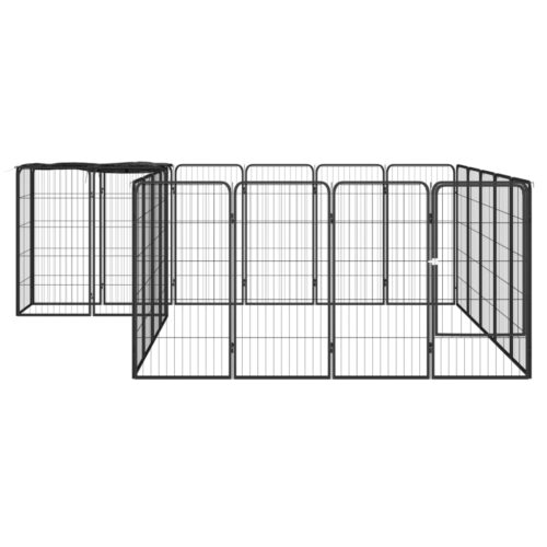 22-Panel Dog Playpen Black 50x100cm Powder-Coated Steel - Image 2