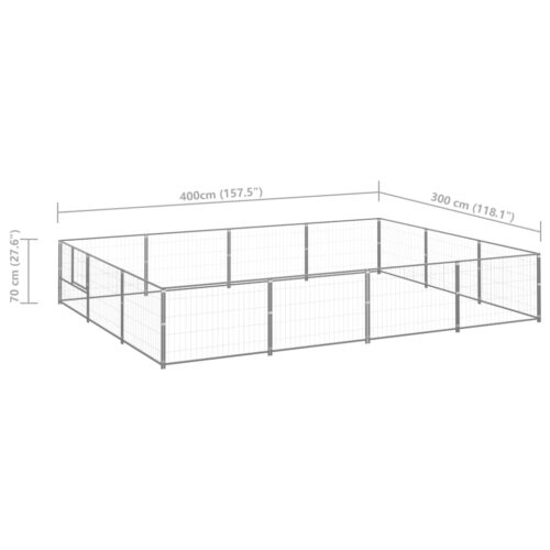 Dog Kennel Silver 12m² Steel - Image 6