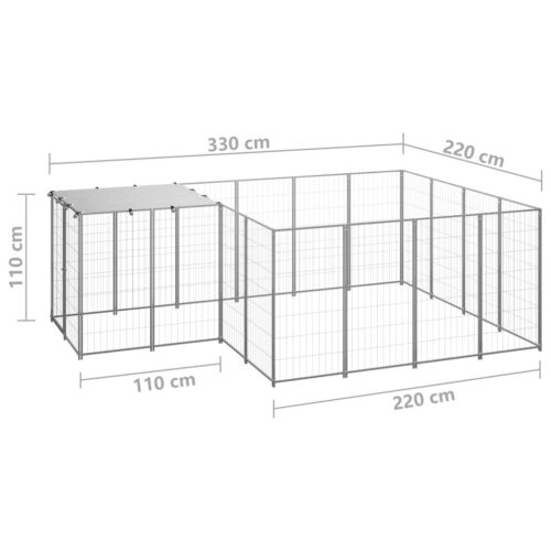 Dog Kennel Silver 6.05m² Steel - Image 6