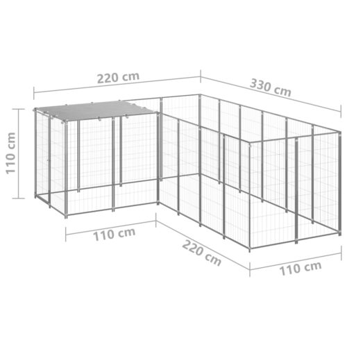 Dog Kennel Silver 4.84m² Steel - Image 6