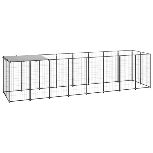 Dog Kennel Black 4.84m² Steel