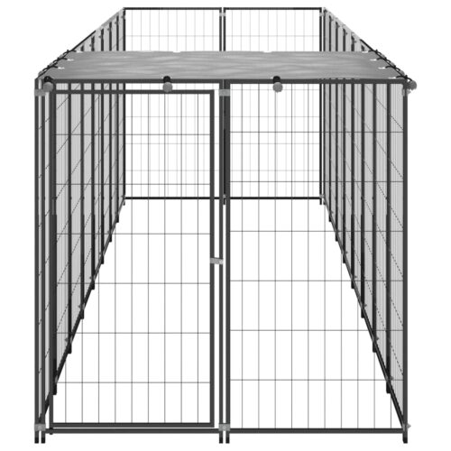 Dog Kennel Black 4.84m² Steel - Image 3