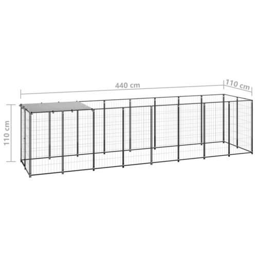 Dog Kennel Black 4.84m² Steel - Image 6