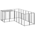 Dog Kennel Black 4.84m² Steel