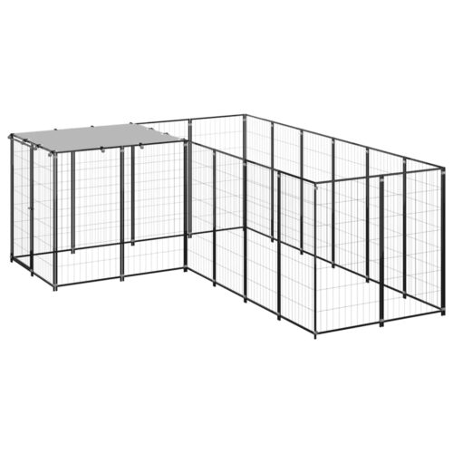 Dog Kennel Black 4.84m² Steel