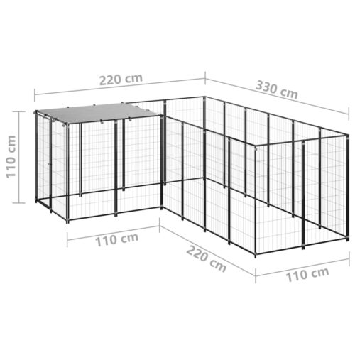 Dog Kennel Black 4.84m² Steel - Image 6